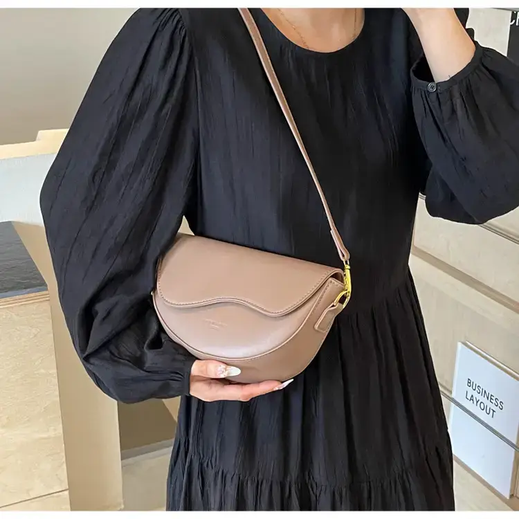 Black Leather Shoulder Crossbody Bag with Gold Hardware — feature 24