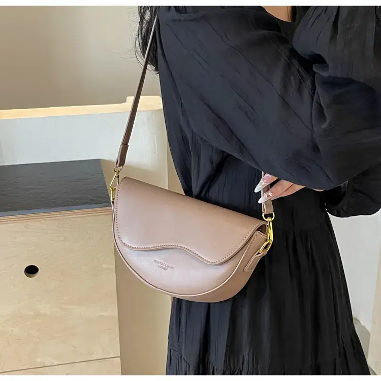 Black Leather Shoulder Crossbody Bag with Gold Hardware — feature 25