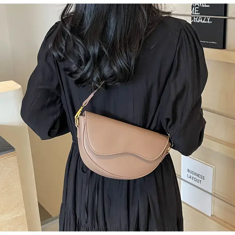 Black Leather Shoulder Crossbody Bag with Gold Hardware — feature 26