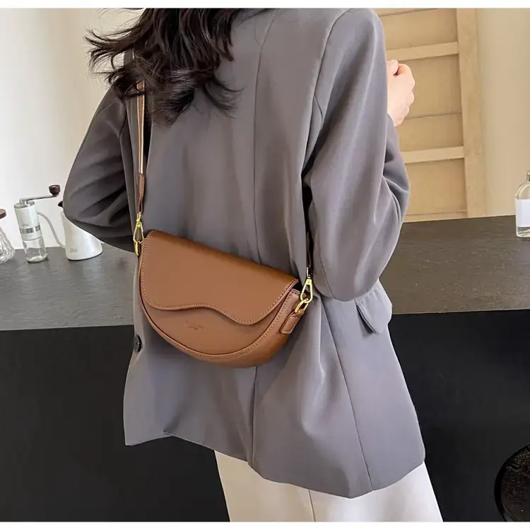 Black Leather Shoulder Crossbody Bag with Gold Hardware — feature 28