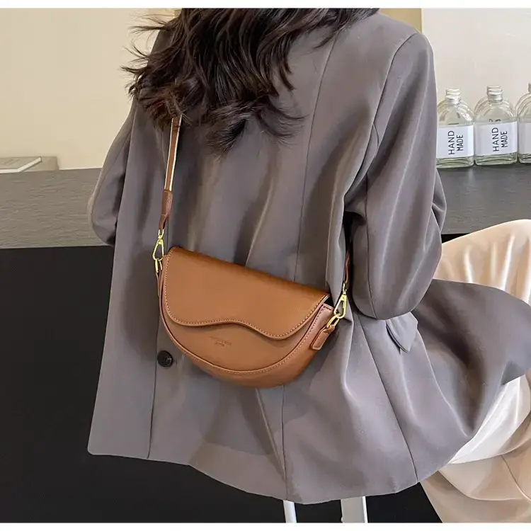 Black Leather Shoulder Crossbody Bag with Gold Hardware — feature 30