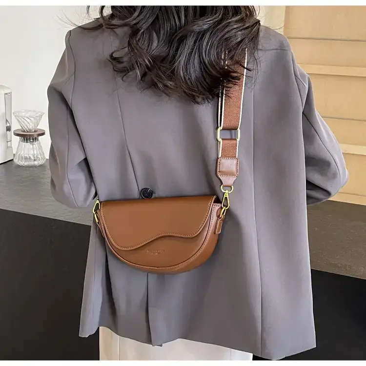 Black Leather Shoulder Crossbody Bag with Gold Hardware — feature 31