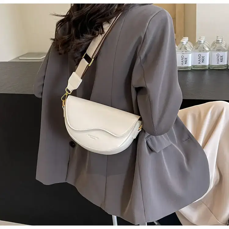 Black Leather Shoulder Crossbody Bag with Gold Hardware — feature 36