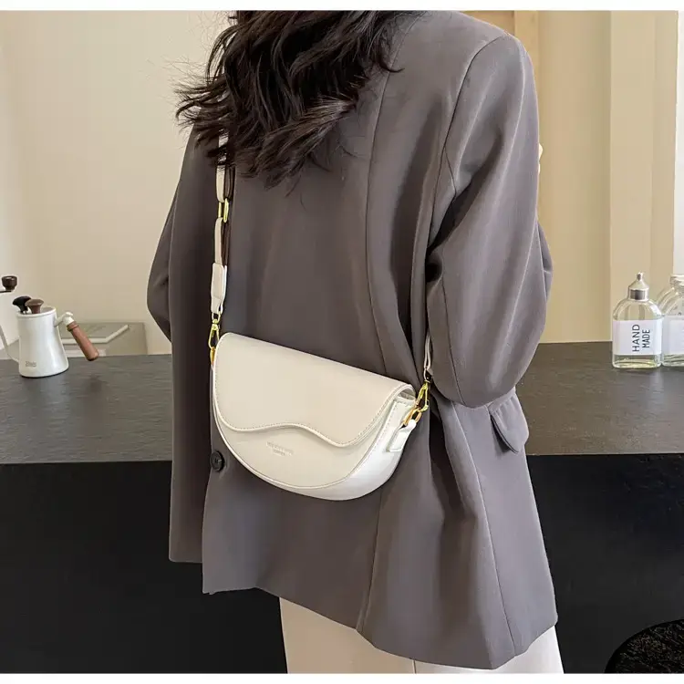 Black Leather Shoulder Crossbody Bag with Gold Hardware — feature 38