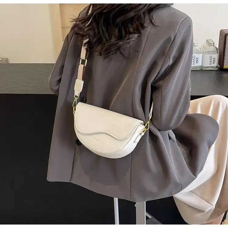 Black Leather Shoulder Crossbody Bag with Gold Hardware — feature 39