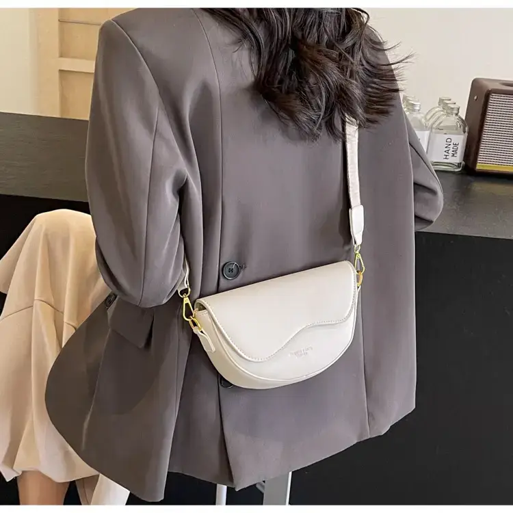 Black Leather Shoulder Crossbody Bag with Gold Hardware — feature 41