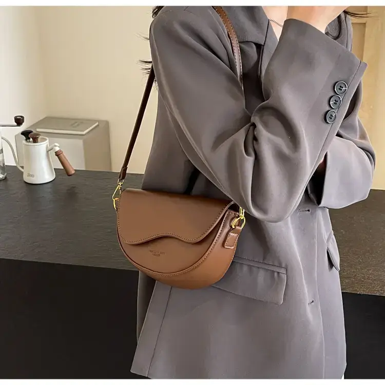 Black Leather Shoulder Crossbody Bag with Gold Hardware — feature 42