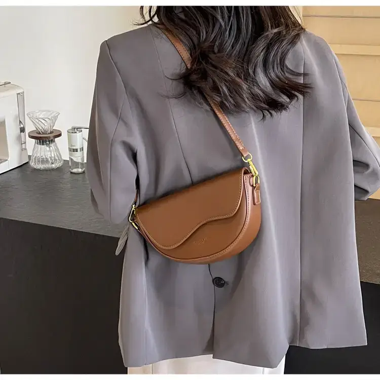 Black Leather Shoulder Crossbody Bag with Gold Hardware — feature 43