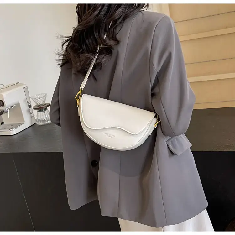 Black Leather Shoulder Crossbody Bag with Gold Hardware — feature 44