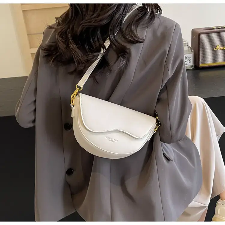 Black Leather Shoulder Crossbody Bag with Gold Hardware — feature 45
