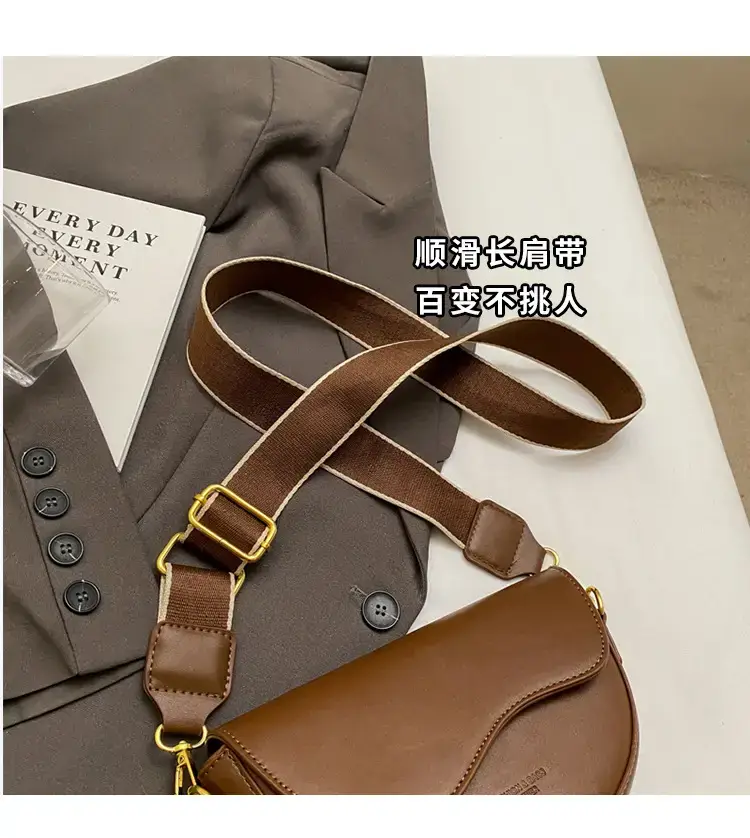 Black Leather Shoulder Crossbody Bag with Gold Hardware — feature 5