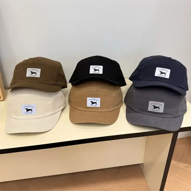 Men's Navy Blue Retro Letter Cap with Short Brim