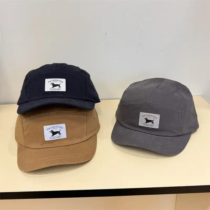 Men's Navy Blue Retro Letter Cap with Short Brim