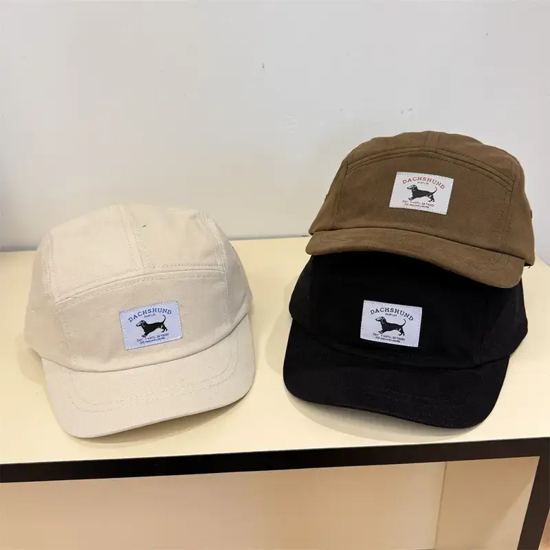 Men's Navy Blue Retro Letter Cap with Short Brim