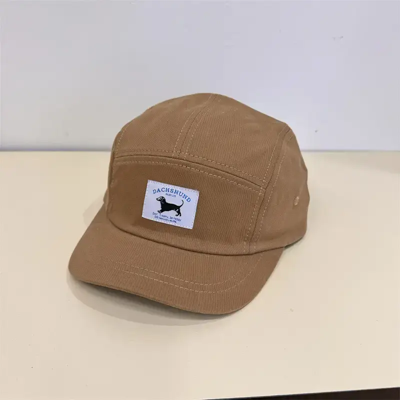 Men's Navy Blue Retro Letter Cap with Short Brim