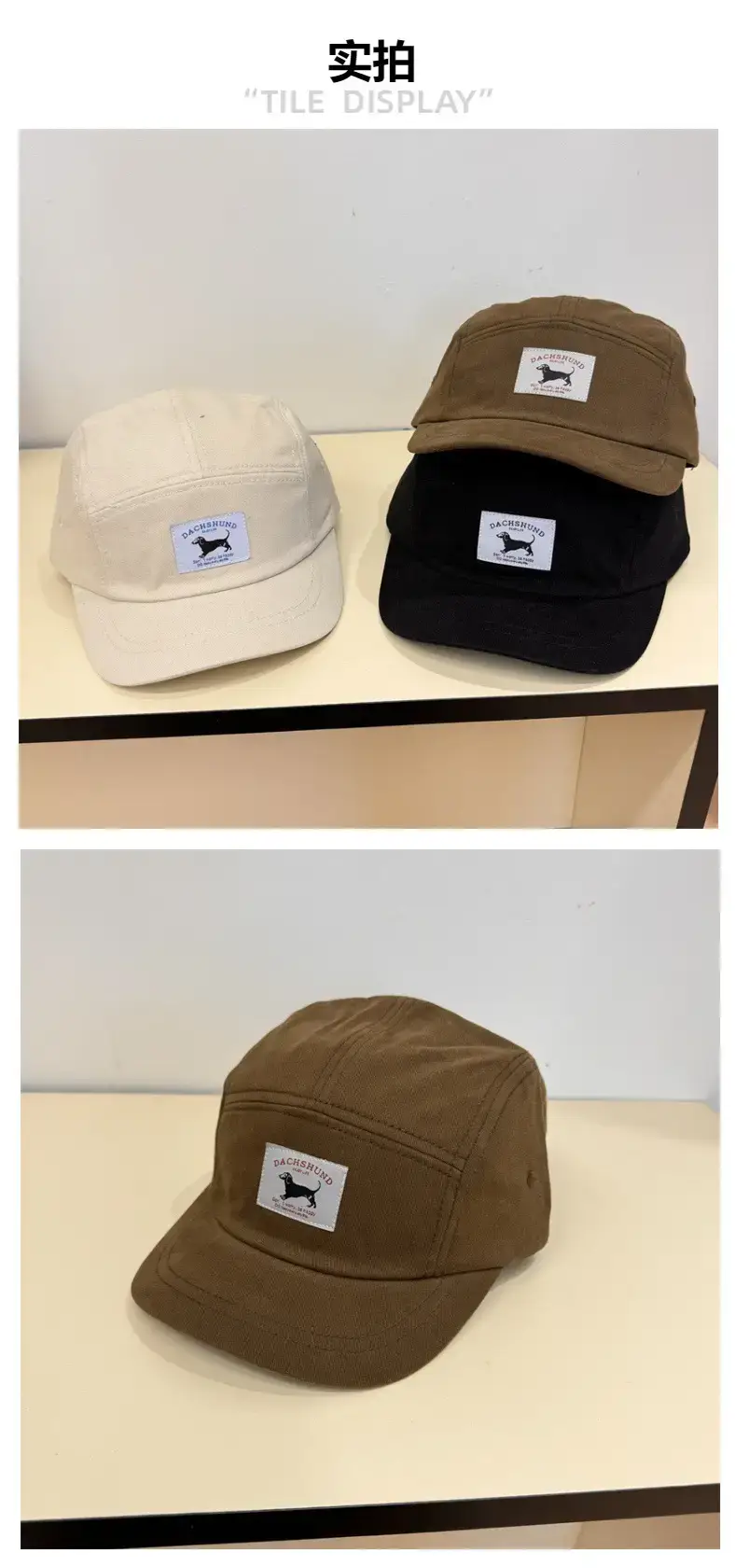 Men's Navy Blue Retro Letter Cap with Short Brim — feature 3