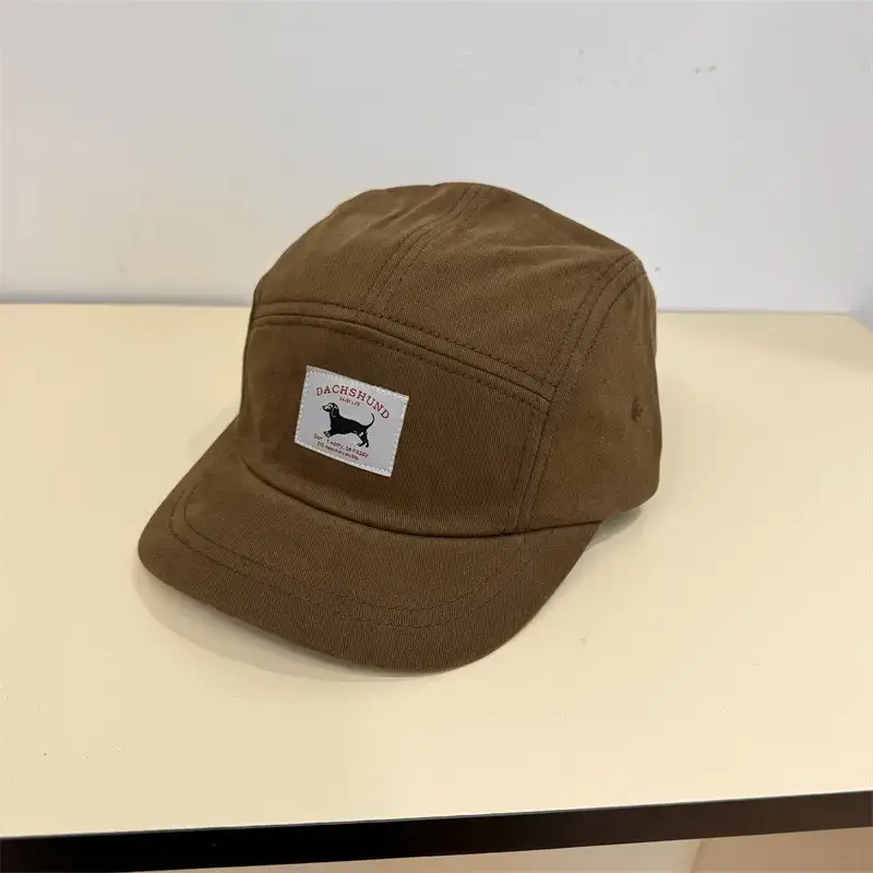 Men's Navy Blue Retro Letter Cap with Short Brim