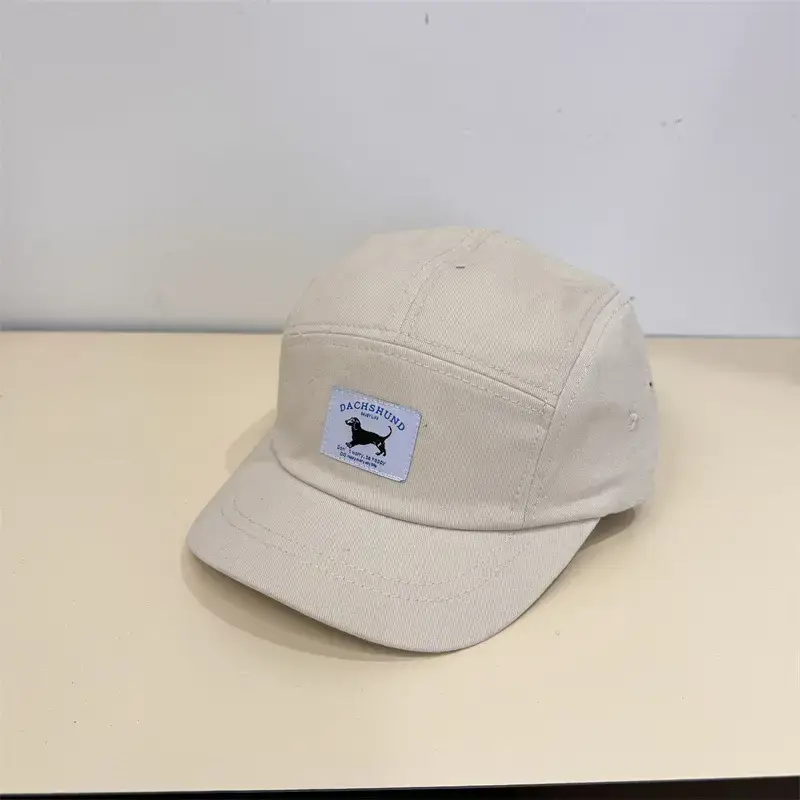 Men's Navy Blue Retro Letter Cap with Short Brim