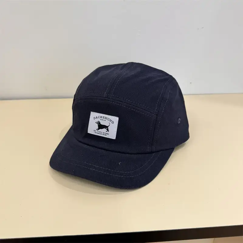 Men's Navy Blue Retro Letter Cap with Short Brim