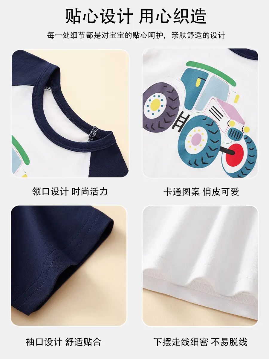 Children's Cartoon Car T-Shirt Boys Cotton Summer Wear - Image 6
