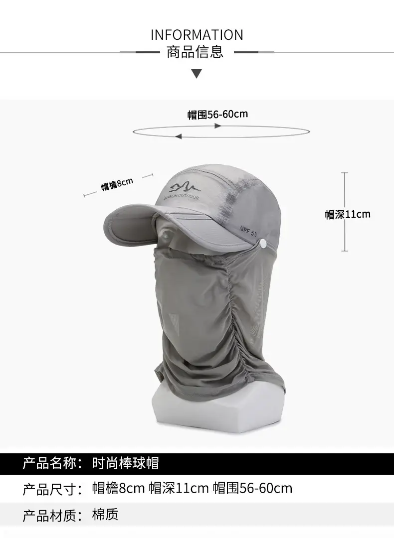 Blue Sunshade Cap & Shawl Set for Outdoor Use — feature 3