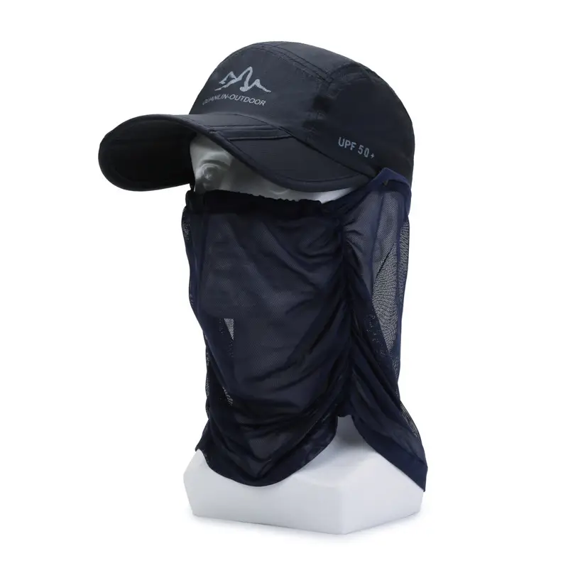 Blue Sunshade Cap & Shawl Set for Outdoor Use - Image 2