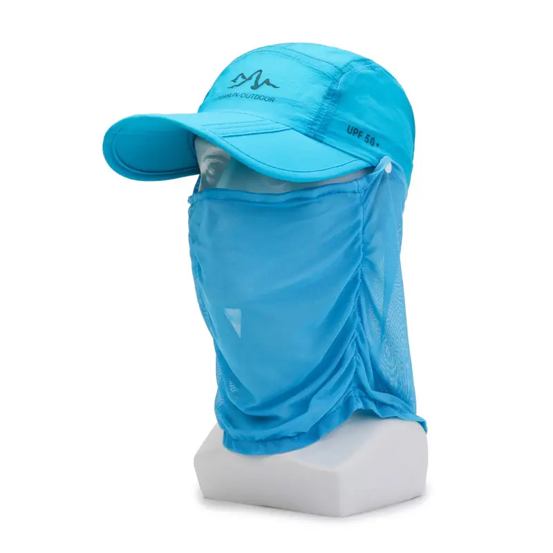Blue Sunshade Cap & Shawl Set for Outdoor Use - Image 4