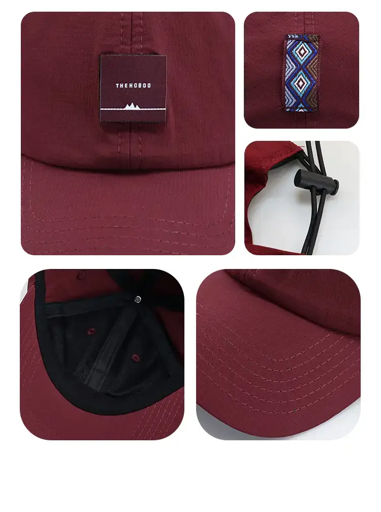 Maroon Baseball Cap Breathable Nylon Adult Sunshade — feature 10