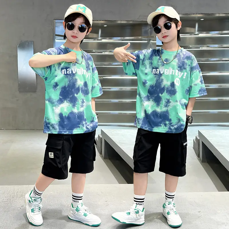 Kids Summer T-Shirt Navy Green Tie Dye 2026 - Image 5