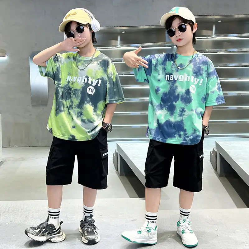 Kids Summer T-Shirt Navy Green Tie Dye 2026 - Image 6