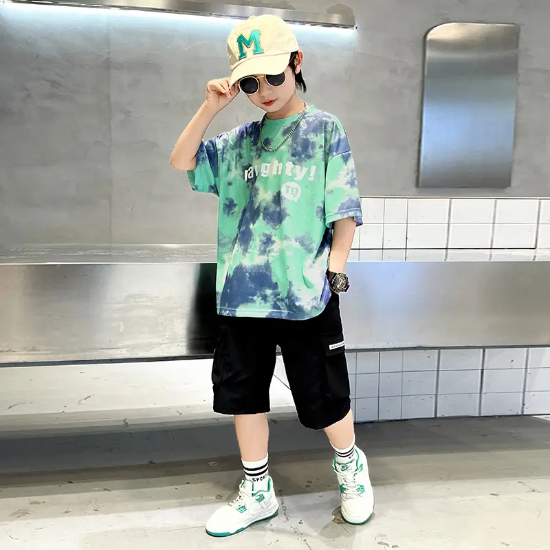Kids Summer T-Shirt Navy Green Tie Dye 2026 - Image 7