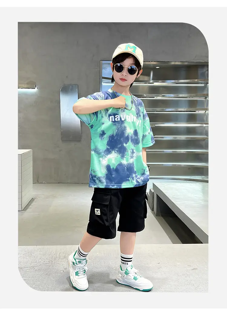 Kids Summer T-Shirt Navy Green Tie Dye 2026 β feature 11