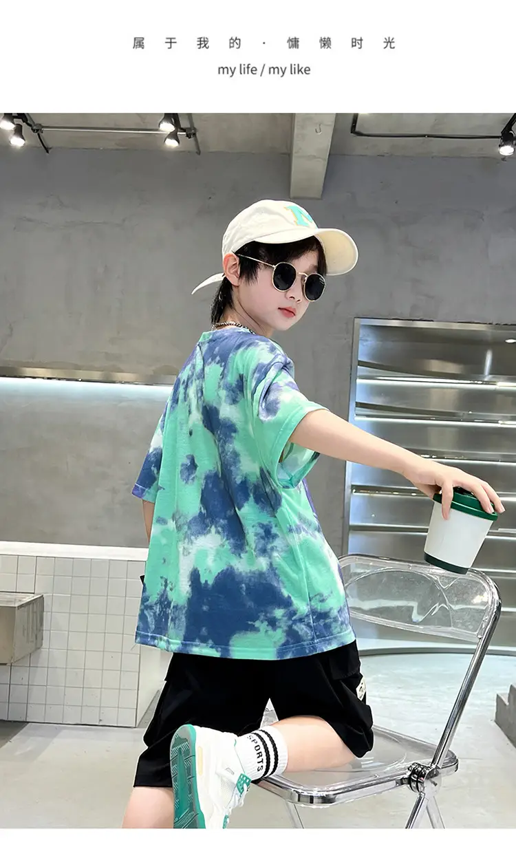 Kids Summer T-Shirt Navy Green Tie Dye 2026 β feature 12