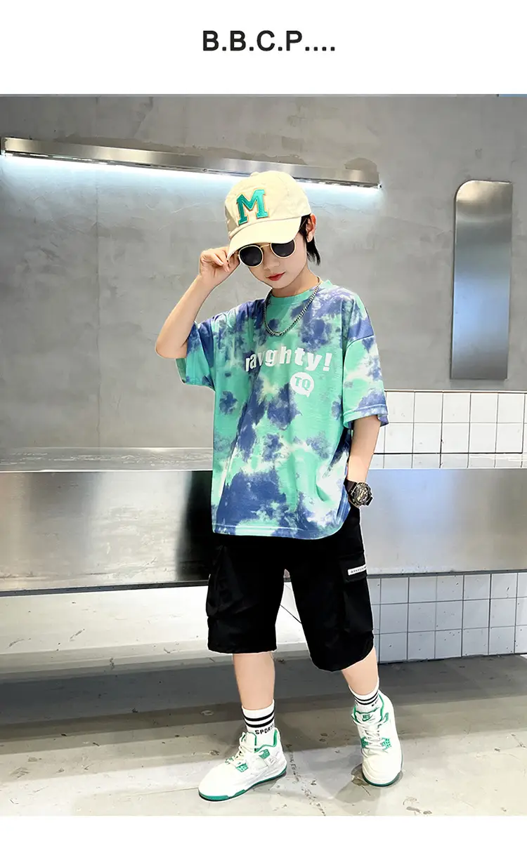Kids Summer T-Shirt Navy Green Tie Dye 2026 β feature 14