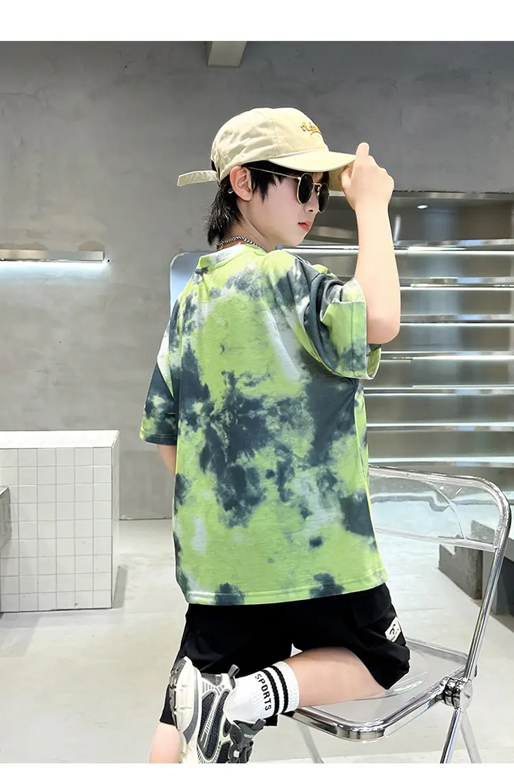 Kids Summer T-Shirt Navy Green Tie Dye 2026 β feature 9