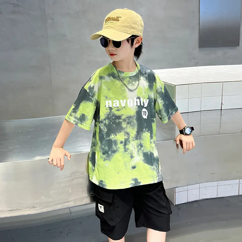 Kids Summer T-Shirt Navy Green Tie Dye 2026 - Image 2