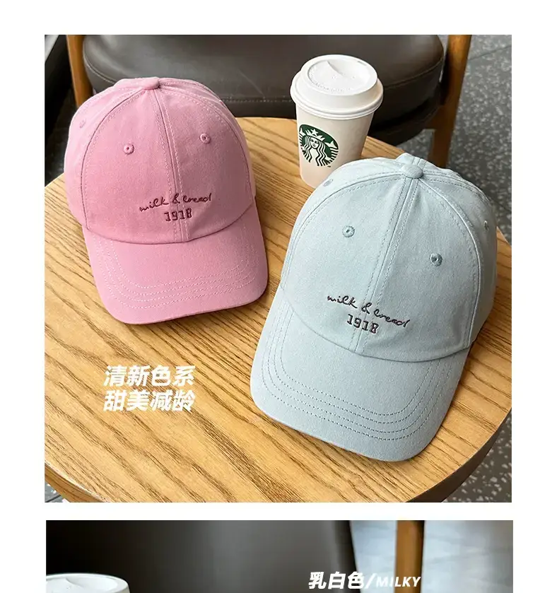 Korean-style Women's Pink & Light Blue Baseball Caps — feature 5