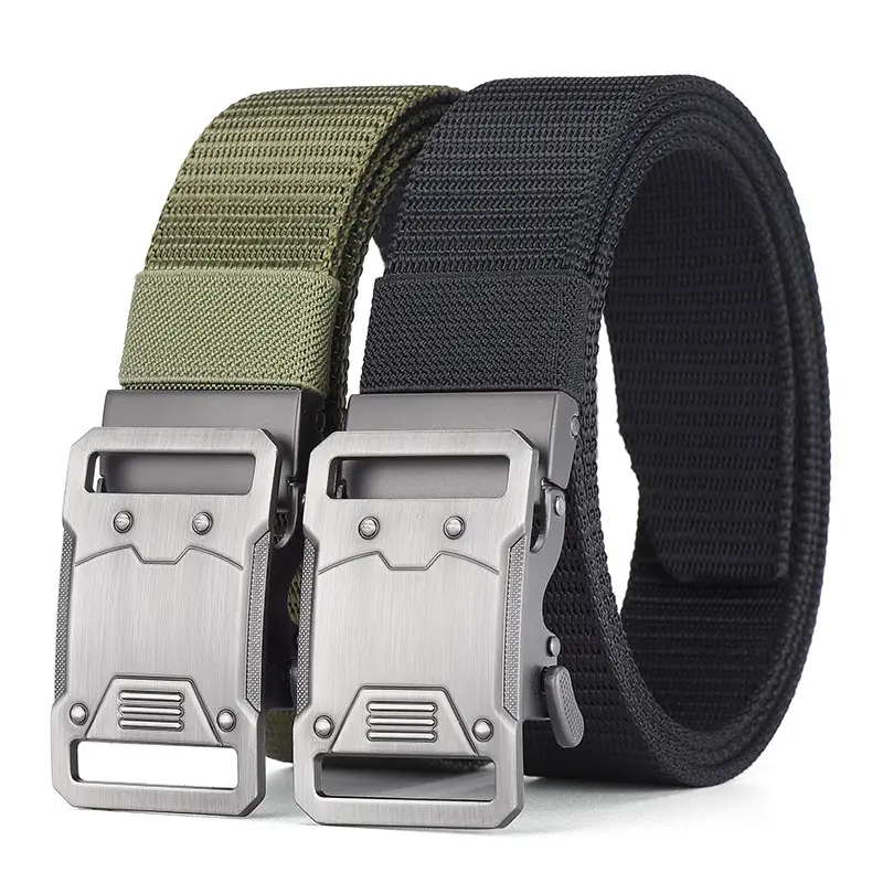 Nylon Tactical Belt Double Buckle Men's Black Gold Grey - Image 5
