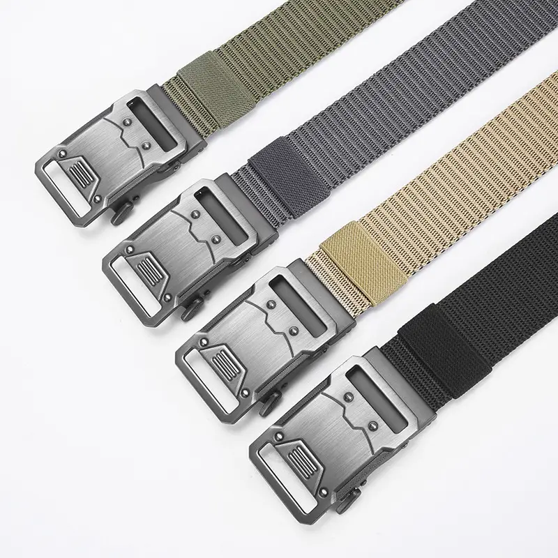 Nylon Tactical Belt Double Buckle Men's Black Gold Grey - Image 6