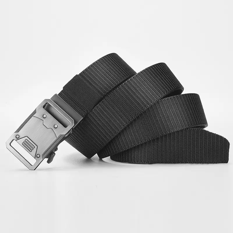 Nylon Tactical Belt Double Buckle Men's Black Gold Grey - Image 7