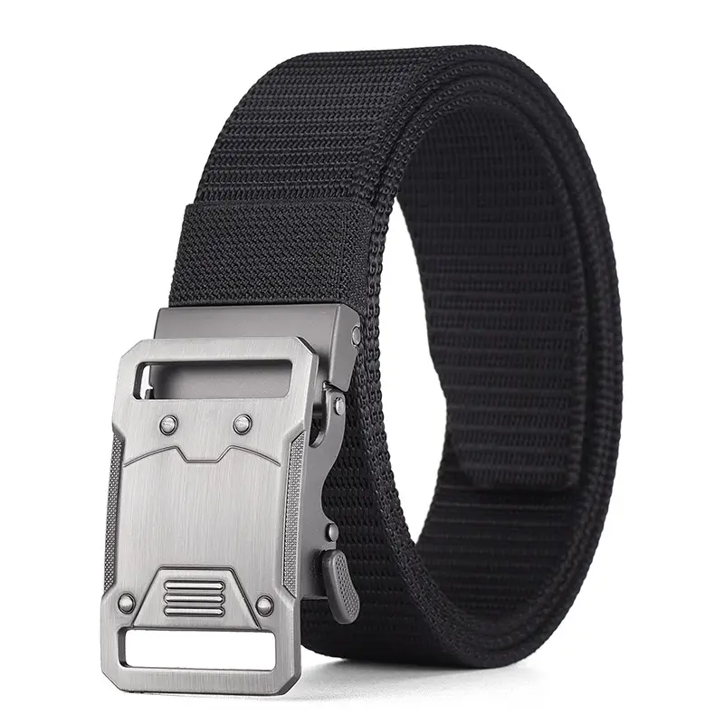 Nylon Tactical Belt Double Buckle Men's Black Gold Grey - Image 8