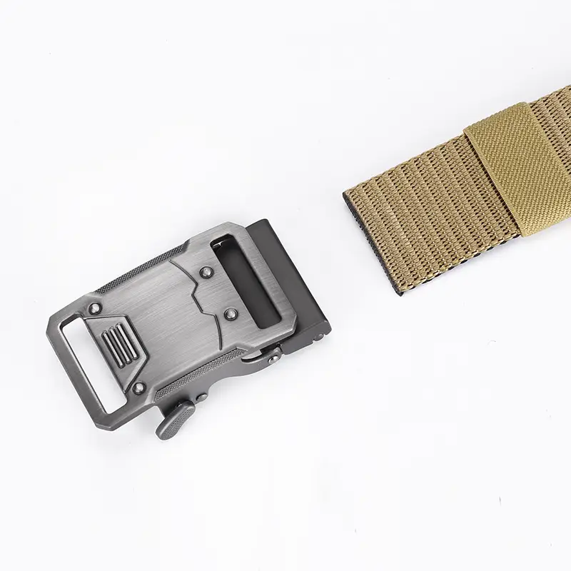 Nylon Tactical Belt Double Buckle Men's Black Gold Grey - Image 9