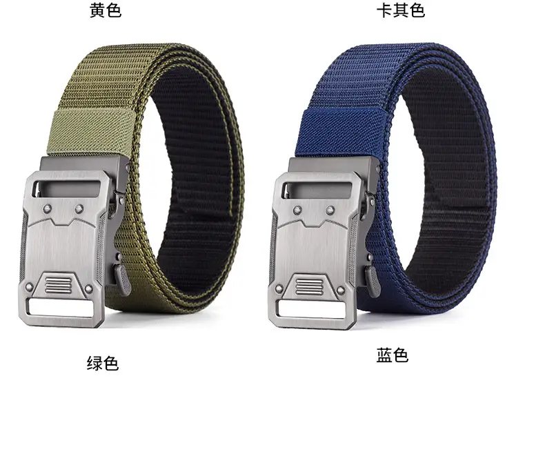 Nylon Tactical Belt Double Buckle Men's Black Gold Grey — feature 19