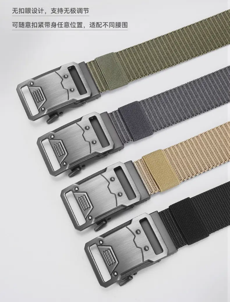 Nylon Tactical Belt Double Buckle Men's Black Gold Grey — feature 9