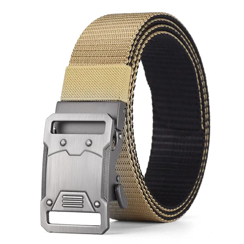 Nylon Tactical Belt Double Buckle Men's Black Gold Grey - Image 3