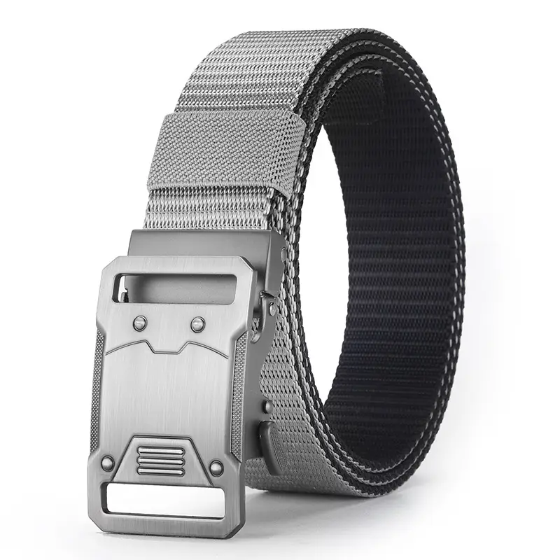 Nylon Tactical Belt Double Buckle Men's Black Gold Grey - Image 4