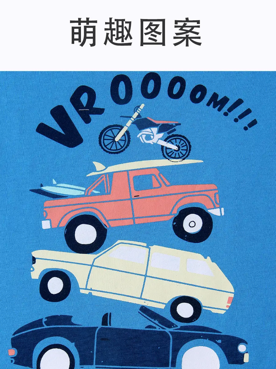 2025 Boys Blue Cartoon T-Shirt with Car Print - Image 5