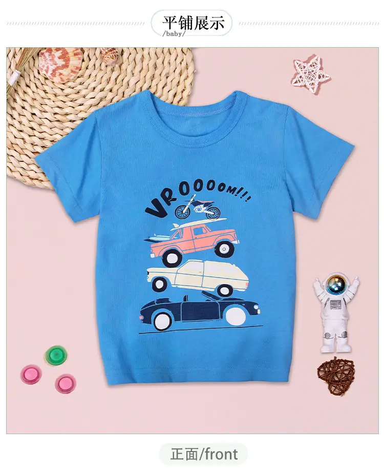 2025 Boys Blue Cartoon T-Shirt with Car Print — feature 6
