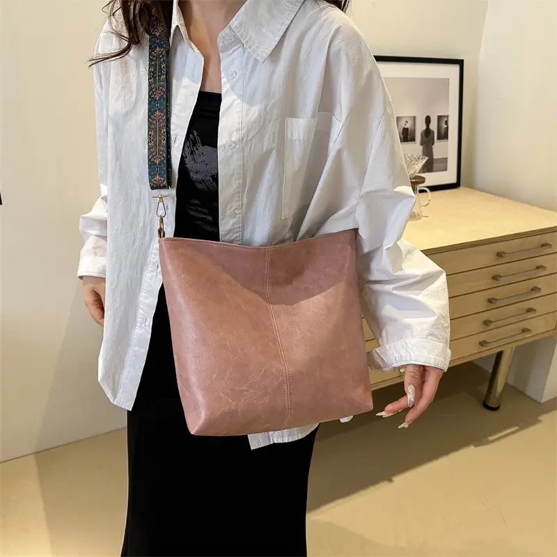 Women's Black Textured Shoulder Crossbody Tote Bag Large Capacity - Image 8