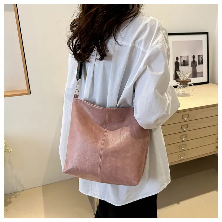 Women's Black Textured Shoulder Crossbody Tote Bag Large Capacity — feature 18